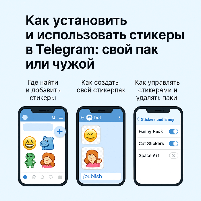 Как установить и использовать стикеры в Telegram