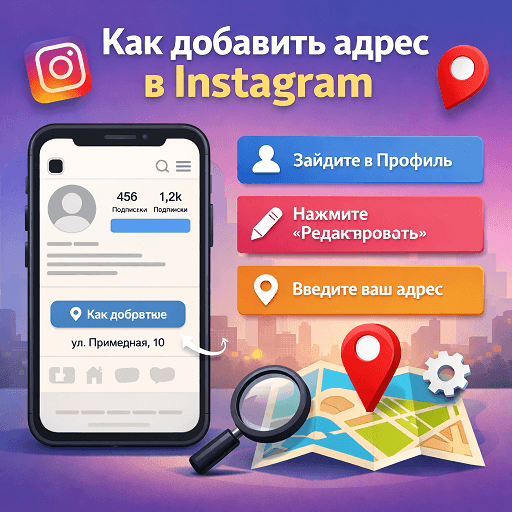 Как добавить адрес в Instagram
