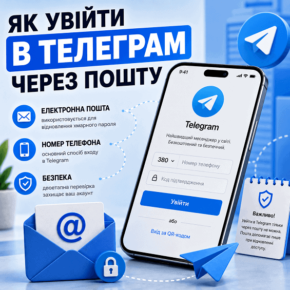 Як увійти в Телеграм через пошту