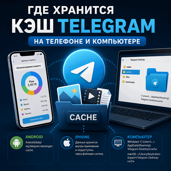 Где хранится кэш Telegram